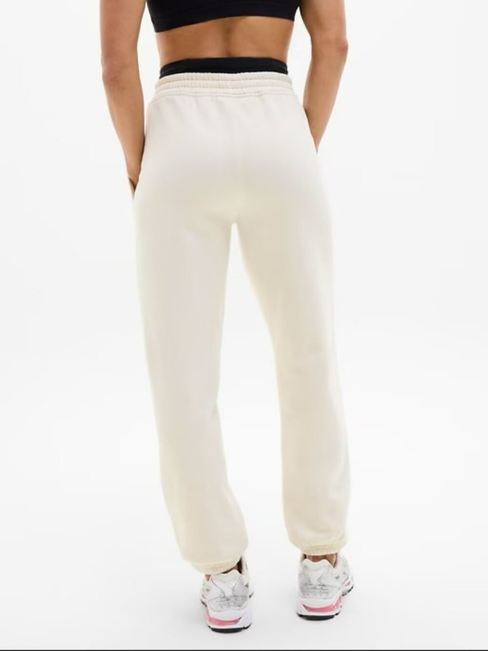 NWT Athleta Cream Easy Fleece Jogger Sweatpants Large - Picture 4 of 14